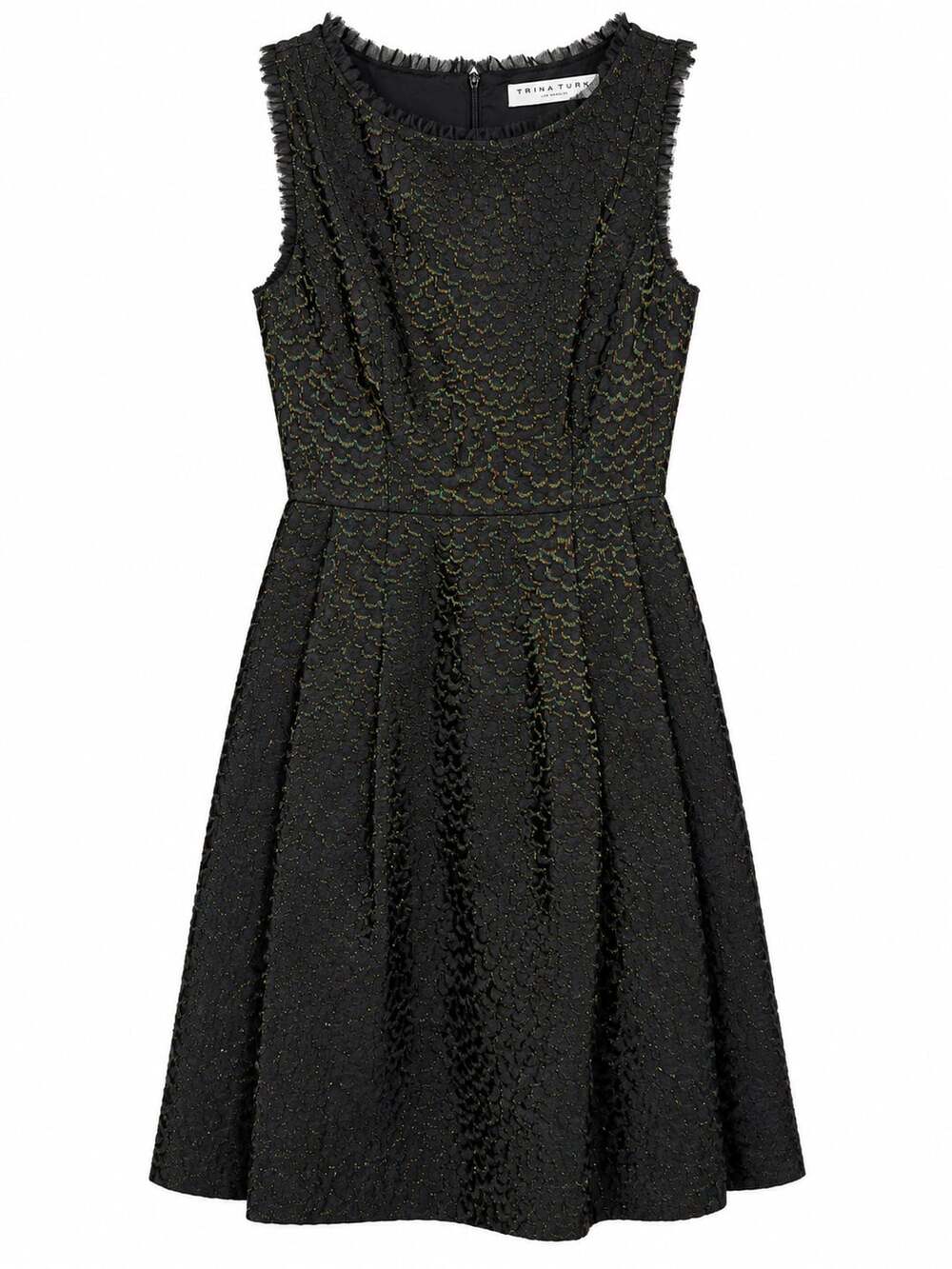 Trina Turk Dresses Size 2 Black Jacquard Fit And Flare Dress (q1)